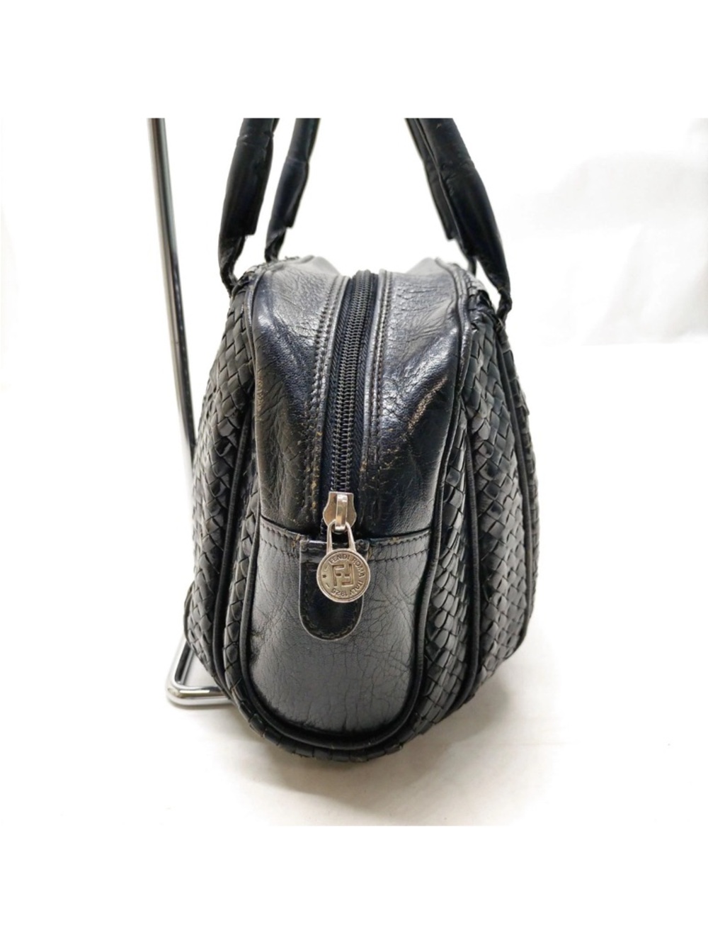 Fendi Black Woven Leather Satchel Handbag - Picture 3 of 9